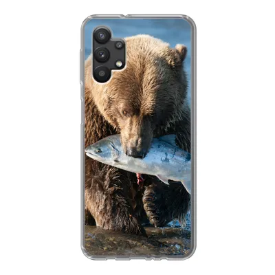 Produktbild von MuchoWow® Handyhülle Schutzhülle Hülle für Samsung Galaxy A32 5G Bär - Braun - Fisch Silikon Softcase Handy Hülle - Softcase