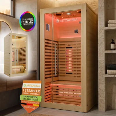 Produktbild von ARTSAUNA® Infrarotkabine Trondheim90  - Natur, Hemlockholz, Vollspektrumstrahler, LED-Beleuchtung