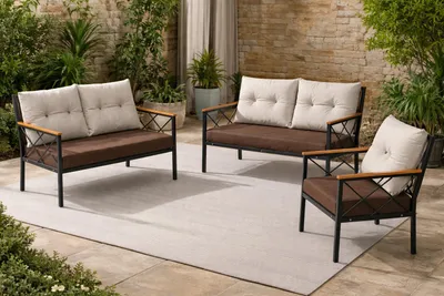 Zdjęcie produktu dla Sofa dwuosobowe do salonu, fotel, styl nowoczesny, kolor brązowy, miękki i wygodny