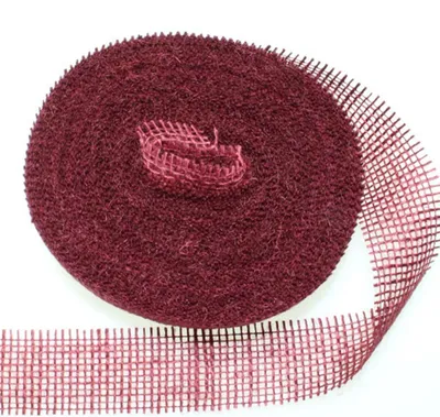 Produktbild von 25m Juteband 40mm Schleifenband Geschenkband Gitterband Jute Deko Schleife Band, Farbe:bordeaux