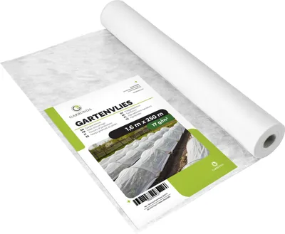 Produktbild von Garronda Gartenvlies 17 g/m² Weiß 1,6 m x 250 m atmungsaktiv UV-beständig Frostschutz für Frühbeet und Gemüsebeet GD-0175