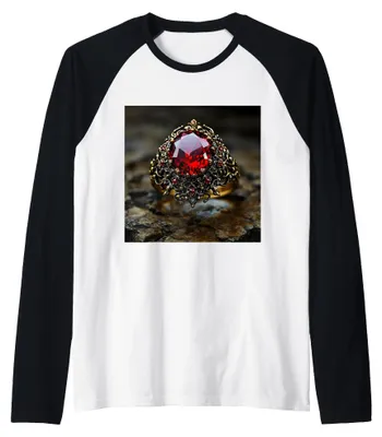 Productafbeelding van Fantasie ring met rode steen, model Raglan
