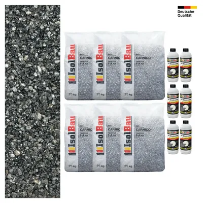 Steinteppich SET Carnico 1-4 mm Marmorkies 150kg + PU-Bindemittel Set für 15m²