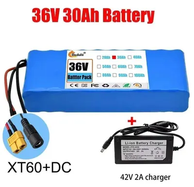 Produktbild von Lithium-Ionen-Akku 36V 30Ah - 10S2P 18650 Akkupack - 1000W Hochleistung - Für E-Scooter/E-Motorrad - Nur Batterie - XT60-DC Stecker