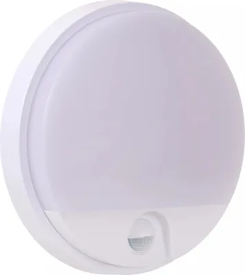 Immagine prodotto di Applique da esterno a LED con sensore HUPS, bianca, 10 W, bianco caldo, 1000 lm, plastica, dimensioni: 21 x 21 x 4,9 cm, IP54, Lucide