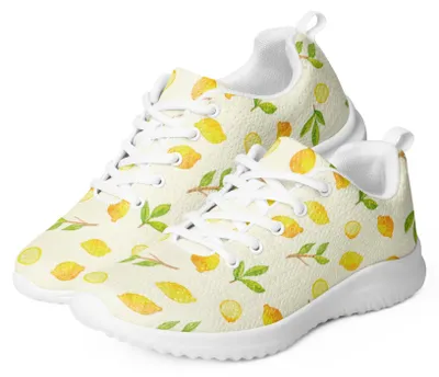 Produktbild von Mr. & Mrs. Panda Damen Sneaker Frische Zitronen Größe 36 - Gelb - Geschenk, Damensneaker, Frauen, Weiß, Zitrusfrüchte Muster, Bunt, Zitrone