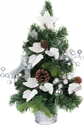 Produktbild von Baum MagicHome Weihnachten, verziert, silber, mit Blättern, 40 cm
