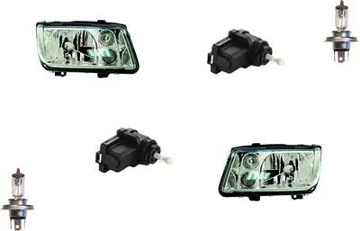 Produktbild von Scheinwerfer passend für VW Bora 10/98-05/05 + H4 Set Links Rechts m. Stellmotor 1J0941295B 1J0941295F 9948336 1J0941295C 6X0941295 6X0941295D Johns