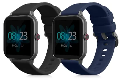 Produktbild von kwmobile 2x Uhrenarmband für Blackview R3 / R3 Pro Armband - Fitnesstracker Band Set aus TPU Silikon - Ersatzarmband Smartwatch - Schwarz Dunkelblau