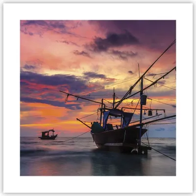Produktbild von Poster - Poster ohne Rahmen - Asien Boot Kutter - 40x40 cm - Wand Bild - Wanddeko - Wandbilder - Kunstposter - Wandposter - Bilder - Kunstdruck - Wanddekoration - Wandbild - P2XAC40x40-4144