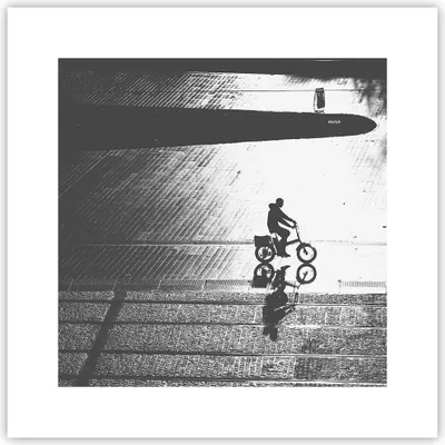 Produktbild von Poster - Poster ohne Rahmen - Schwarzweiß Radfahrer Einsamkeit - 30x30 cm - Wand Bild - Wanddeko - Wandbilder - Kunstposter - Wandposter - Bilder - Kunstdruck - Wanddekoration - P2XAC30x30-4479