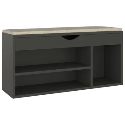 Produktbild von vidaXL Schuhbank mit Kissen Grau 104x30x49 cm Holzwerkstoff