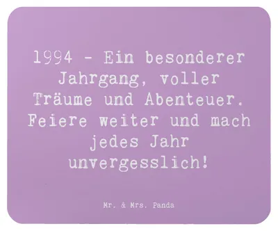 Produktbild von Mr. & Mrs. Panda Mousepad Spruch 1994 Geburtstag - Lavendeltraum - Geschenk, mauspad pc, Träume und Abenteuer, Mouse Pad, mausunterlage, Erinnerungen, Alter, Feier