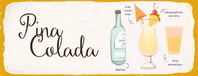 Produktbild von vianmo Holzschild 10x27 cm Pina Colada Cocktail Recipe Essen Trinken