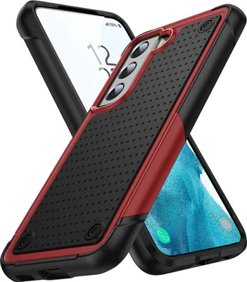 Produktbild von Für Samsung Galaxy S22+ 5G Hülle Militärqualität Stoßfest Hybrid 2 in 1 Hart PC Weich TPU Handyhülle Rot Schwarz