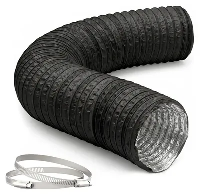 Immagine prodotto di Tubo di scarico Relaxdays, 2 fascette, Ø 125 mm, 5 m, PVC, alluminio, a tenuta di gas, resistente alle temperature, tubo per aria, nero