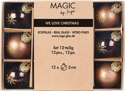 Produktbild von Weihnachtskugeln Glas 3cm Schneeflocken Motiv 12er Set Elegant Lounge