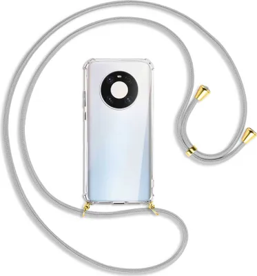 Produktbild von Handykette Backcover-Schutzhülle mit Band (Metall goldfarben) für Huawei Mate 40 Pro - silbergrau