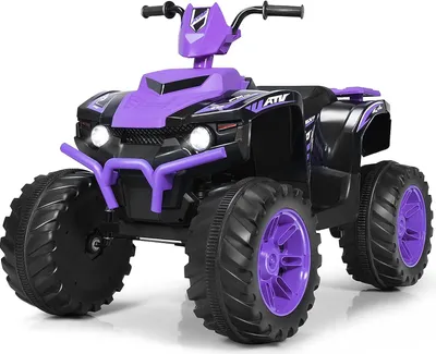 Produktbild von GOPLUS 12V Kinder-Elektroquad, Batteriebetriebenes Auto mit LED-Scheinwerfern, Musik, Hupe, USB, Bluetooth, Radio, Langsamer Start, Hohe/Niedrige Geschwindigkeit, Quad Motorrad (Lila)