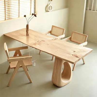 Produktbild von Massivholztisch mit Acrylglasbeinen, modernes Design, stabil & pflegeleicht, für Wohnzimmer, Esszimmer und Büro QB+A 160*70*75cm