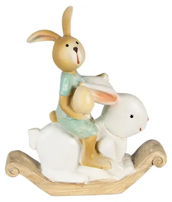 Obrázok produktu pre Clayre & Eef Figúrka králika 10x4x11 cm bielo-zelená Polyresin