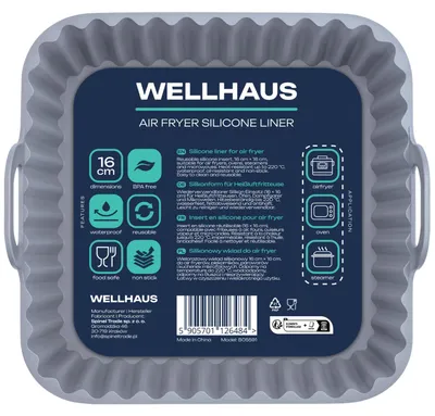 Produktbild von WELLHAUS Silikoneinsatz Airfryer quadratisch 16x16 cm antihaft BPA frei