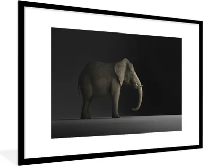 Produktbild von MuchoWow® Gerahmtes Poster Elefant - Tiere - Licht 90x60 cm - Poster mit Schwarzem Bilderrahmen Wandposter Rahmen Foto Bilder - Wanddekoration - Fotos