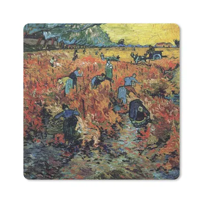 Produktbild von MuchoWow® Mauspad Mousepad Der rote Weinberg - Vincent van Gogh 20x20 cm - Mousepads - Maus Mat - Pad - Mausunterlage - Desk Mat - Bureauartikeln