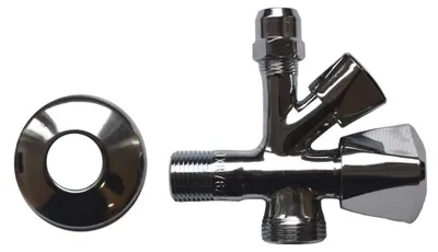 Image de Robinet d'arrêt combiné chromé 1/2, 10 mm et 3/4 pouce