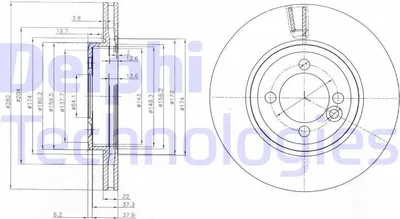Produktbild von 2x DELPHI Bremsscheibe BG4146C für MINI Schrägheck (R56) Schrägheck (R50 R53)