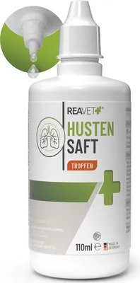 Produktbild von REAVET Hustensaft Tropfen für Hunde 110ml I Bronchial Liquid I Sekundierend bei Husten & Atemwegsreizungen