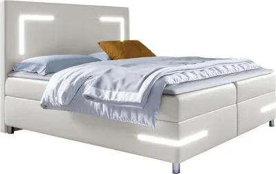 Produktbild von MIRJAN24 Boxspringbett Delos LED, Ehebett mit Hauptmatratze, Topper und LED-Beleuchtung, zwei Bettkästen (Soft 017, Größe: 160x200 cm)