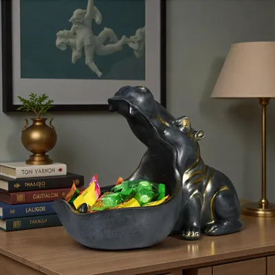 Produktbild von Nilpferd Statue Schlüsselschale, Groß Mund Figur Schlüssel Schale, Nilpferd Schale Schmuck Aufbewahrungsbox, Nilpferd Skulptur, Tischdekoration für Wohnzimmer, Büro, Dekoration, Geschenke