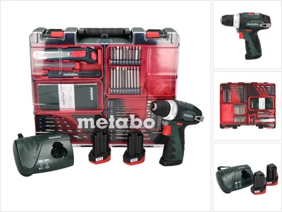 Obrázok produktu pre Metabo PowerMaxx BS Basic Set - Vŕtačka/skrutkovač - akumulátorový - skľučovadlo 10 mm - 34 N-m - 2 batérie