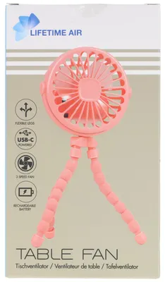 Obrázok produktu pre Lifetime Air – Stolný ventilátor, USB-C, mini ventilátor s flexibilnou základňou, ružová farba