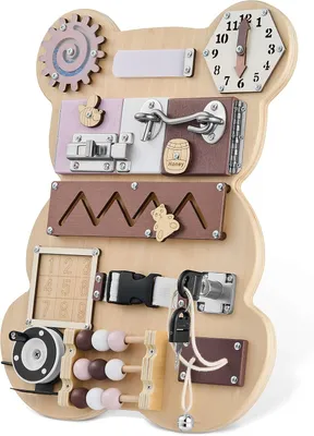 Produktbild von Balinco Motorikboard aus Holz, Interaktives Holzspielzeug für Kleinkinder, 13in1 Activity Board, Sensorik Aktivitätsbrett,Motorikspielzeug, ab 2 Jahre