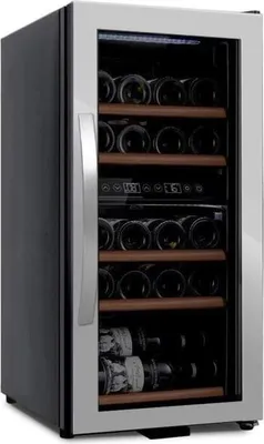 Produktbild von mQuvée Freistehender Weinkühlschrank - WineExpert 24 Stainless | 2 verstellbare Temperaturzonen | Kapazität 24 Flaschen | 2 Zonen 5 bis 20°C | UV-Glas