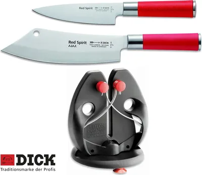 Produktbild von F. DICK Koch Messer Set ü¢°Ã¢?Ajaxü¢°Ã¢Ã Red Spirit (Messer und Messerschürfer)