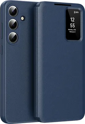 Immagine prodotto di Custodia a libro in pelle per Samsung Galaxy S26, con finestra Smart View e scomparto per carte Blu