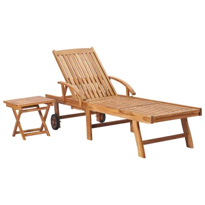 Produktbild von vidaXL Sonnenliegen 2 Stk. mit Tisch Massivholz Teak