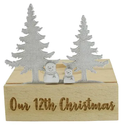 Teelichthalter Schneemann Silhouette, 12. Weihnachten, Metall