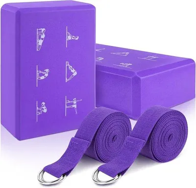 Immagine prodotto di Set di 2 blocchi per yoga con cinghia di trasporto - Blocco leggero in schiuma EVA per yoga - Blocco per pilates ad alta densità - Blocco antiscivolo per stretching, forza e flessibilità - Grigio