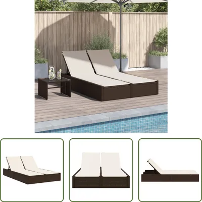 Produktbild von The Living Store Doppel-Sonnenliege mit Auflagen Braun Poly Rattan