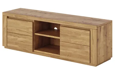 Produktbild von Fernsehtisch 140 cm Eiche Massivholz-Front Lowboard mit Kabeldurchlass geölt