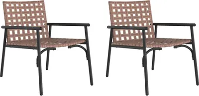 Image de vidaXL Chaise de jardin, lot de 2, marron, 78 x 55,5 x 75,5 cm, rotin synthétique