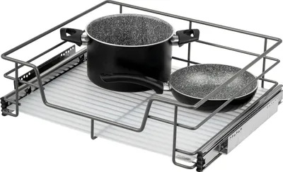 Produktbild von bremermann Teleskopschublade 60 cm mit Einlegeboden, Küchenschublade zum Nachrüsten, Schrankauszug aus Metall, grau