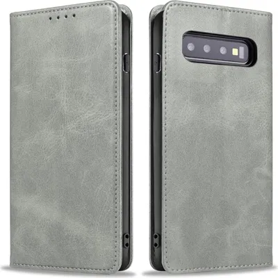 Produktbild von Handyhülle für Samsung Galaxy S10 Kunstleder Flip Cover Hülle Handytasche Case Kartenfach Farbe: Grau