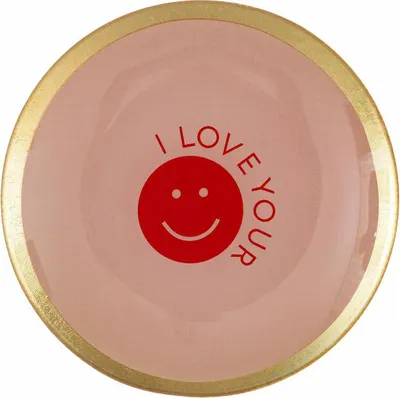 Immagine prodotto di Gift Company Glasteller Love Plates Smile M, rund, Dekoteller, Schale, Glas, Rosa, 13 cm, 1061504012