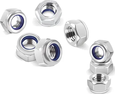 Produktbild von 60 Stück Sechskantmuttern M6, Sicherungsmuttern Edelstahl Standard A2 V2A M8 Mutter, Selbstsichernde Muttern Stoppmutter, Sechskant Edelstahlmutter Stoppmuttern Kontermuttern Set