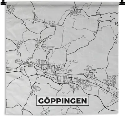 Produktbild von MuchoWow® Wandteppich Wandbehang Karte - Deutschland - Göppingen - Stadtplan 90x90 cm Tapisserie Dekoration Wandtuch - Wandaufhänger